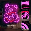 Valentines Day Neon Sign Valentines Teddy Bear Neon Signs for Wall Decor Dimmable Valentines Led Sign Bear Neon Lights for Bedroom Wedding
