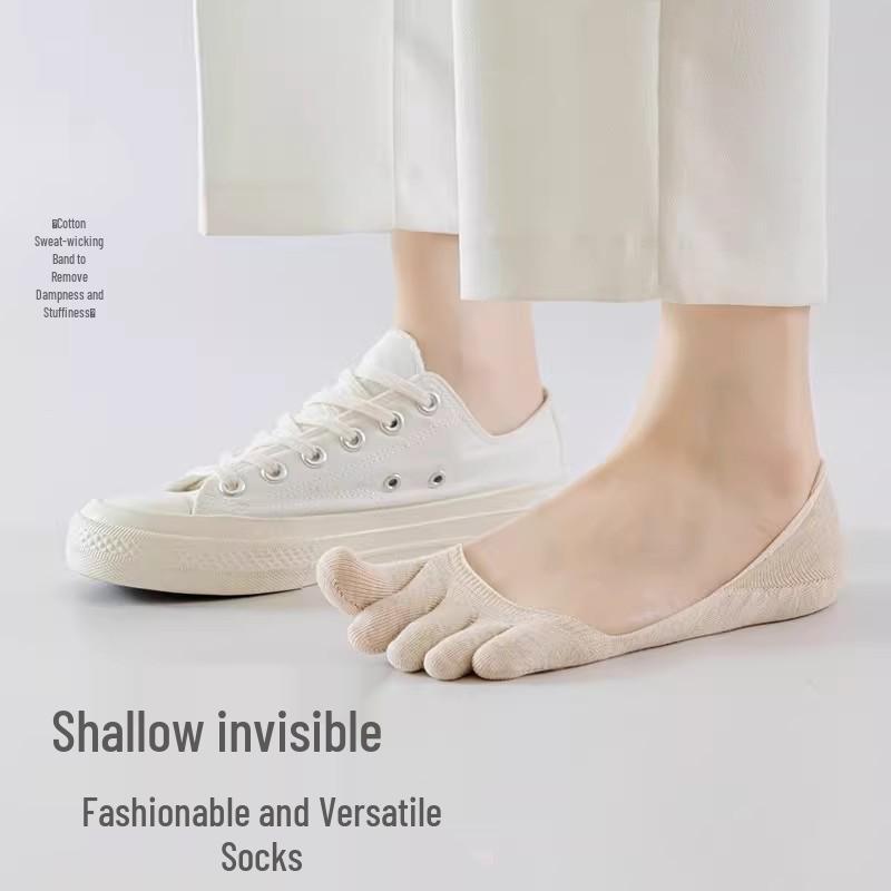 Women's Summer Cotton Five-Toe No-Show Socks – Odor-Proof, Seamless, Heel-Grip, Low-Cut and Lightweight