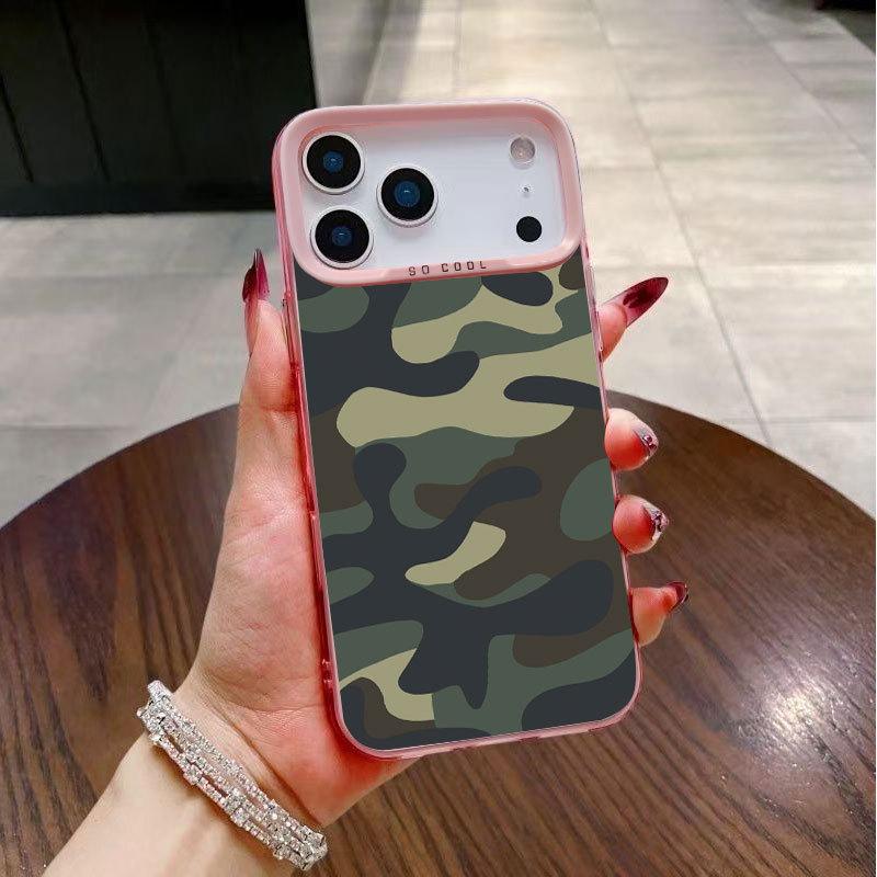 Wojskowy Zielony Kamuflażowy Pokrowiec na Telefon dla iPhone 17, 16 Pro Max, 14 Pro, 13, 15