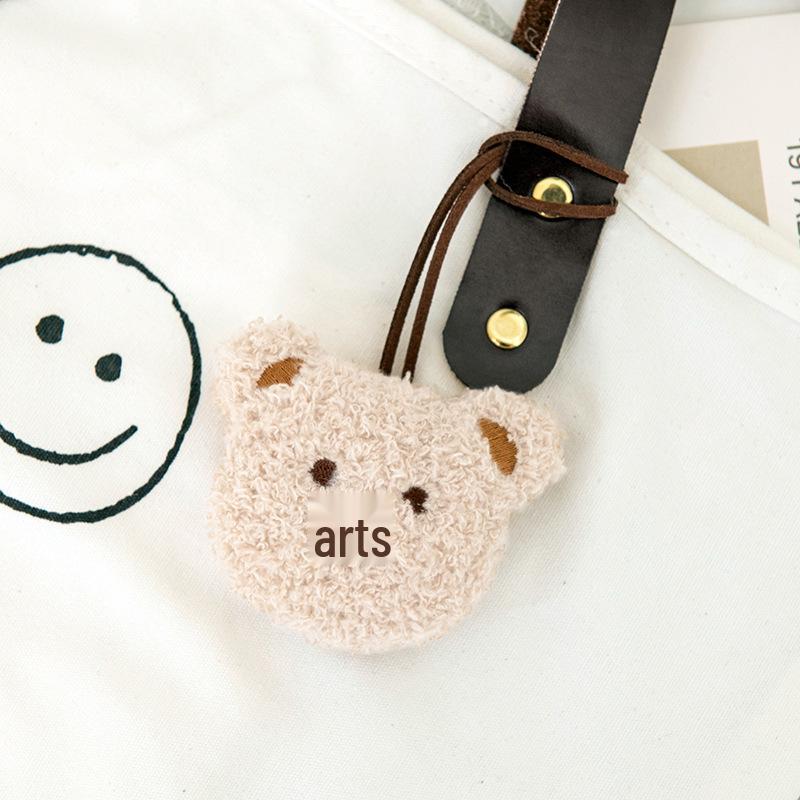 Korean Cute Bear Head Doll Keyring & Name Tag Pendant for Kids' Backpacks