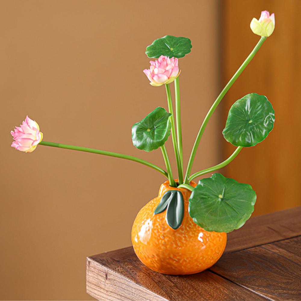 Orange Design Ceramic Vase,Suitable for Hydroponics Decorative Ceramic Vase for Living Room, Bookshelf, Office Home Decor
