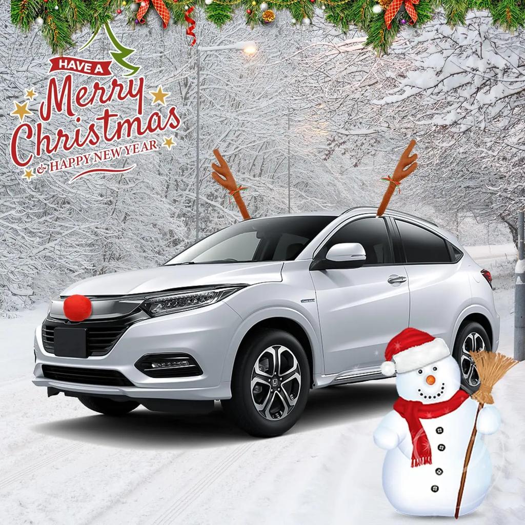 Christmas Car Decor Antler Hanging Ornaments and Sleigh Bells Reindeer & Tree Accessories for SUVs and Trucks