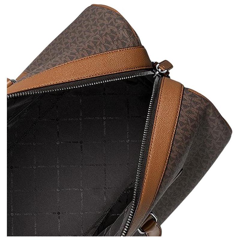 MICHAEL KORS Jet Set 36L Logo Print Patchwork Design Artificial Leather Travel Bag Men's Brown