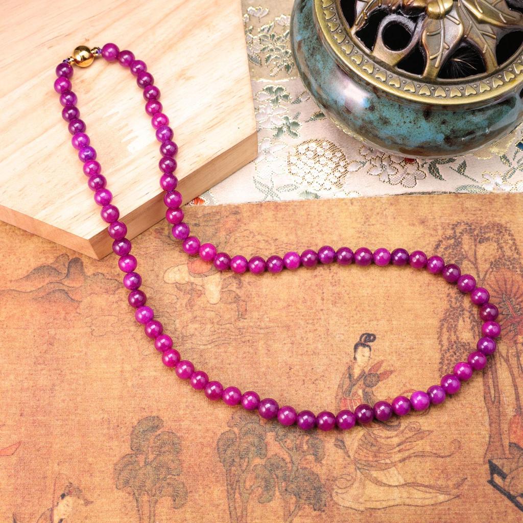 Royal Purple Sugilite Sodalite Clavicle Necklace with Magnetic Clasp - Light Luxury Women's Jewelry