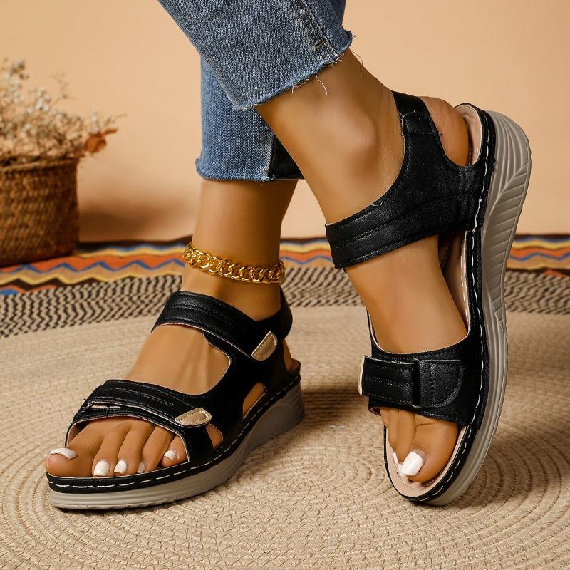 New summer women's shoes large size platform casual sandals with Velcro wedge sandals