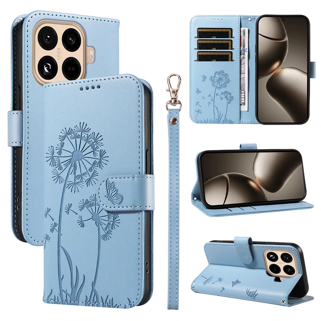 For Xiaomi 15T Pro Leather Wallet Case with Strap Dandelion Imprint Phone Stand Cover