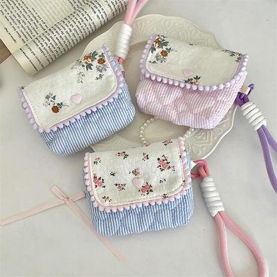 Floral Coin Purse Portable Clutch Bag Lipstick Earphone Sundries Storage Bag Wallet Pouch Mini Makeup Bag