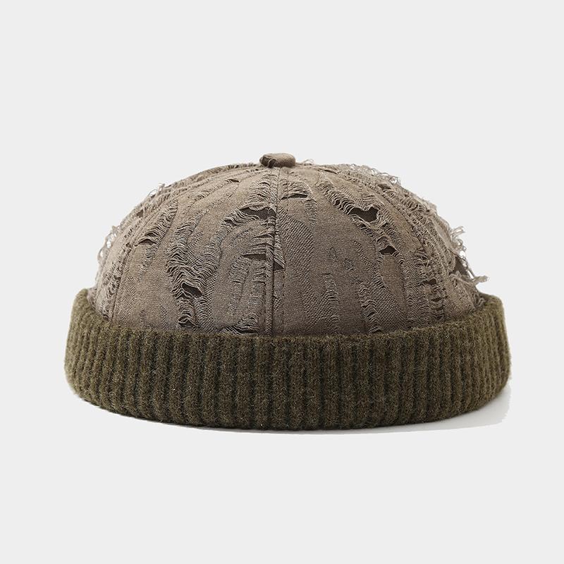 New Thickening Docker Hat Color Blocking Melon Skin Hat Beanie Caps Brimless Hats Retro Breathable Men Woman Outdoor Warm Caps