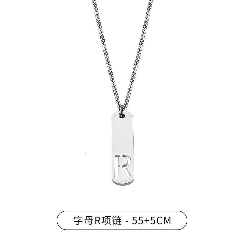 HNSP 316L Stainless Steel Initial Pendant Chain Necklace For Men Letter Tags  Accessories