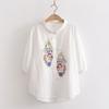 Cartoon Flower Loose Double-Layer Cotton Yarn Long Sleeves Artsy