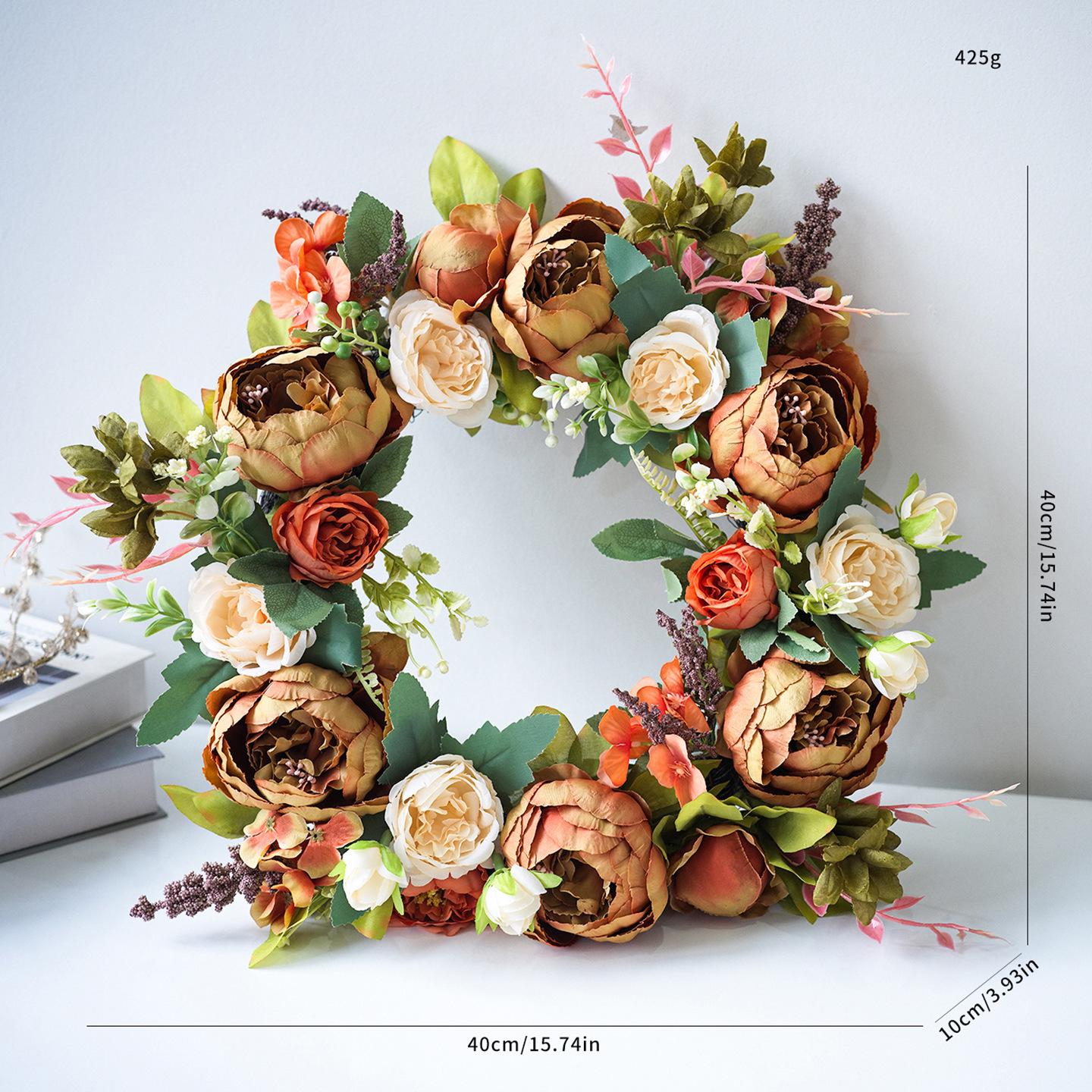 Decorative Faux Peony Wreath for Weddings and Spring Festivities