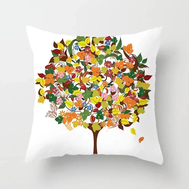 Luxury Home Decor Pillowcase Living Room Sofa Cushion Cover Creative Painting Colorful Tree Print Cushion Cover