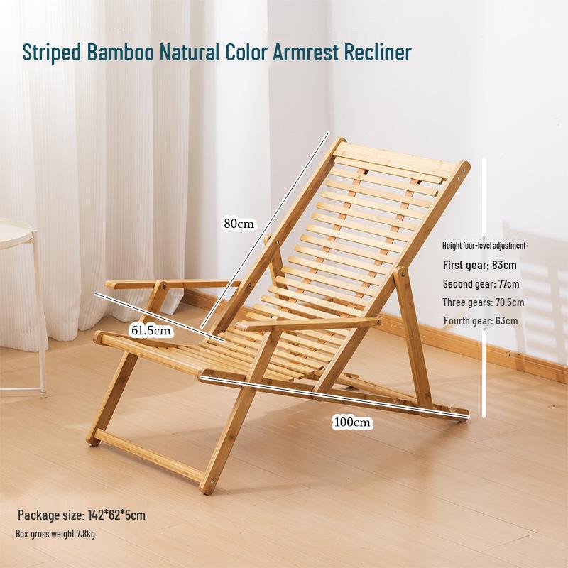 Premium Widened Bamboo Folding Lounge Chair for Home & Outdoor Use - Reinforced & Cool for Summer Relaxation