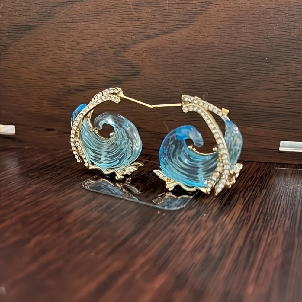 Joyería Inspirada en el Océano Estilo Bohemio Collar de Olas Azules Pendientes y Anillo Ideales Para el Uso Diario y Fiestas Regalo Perfecto Para Ella