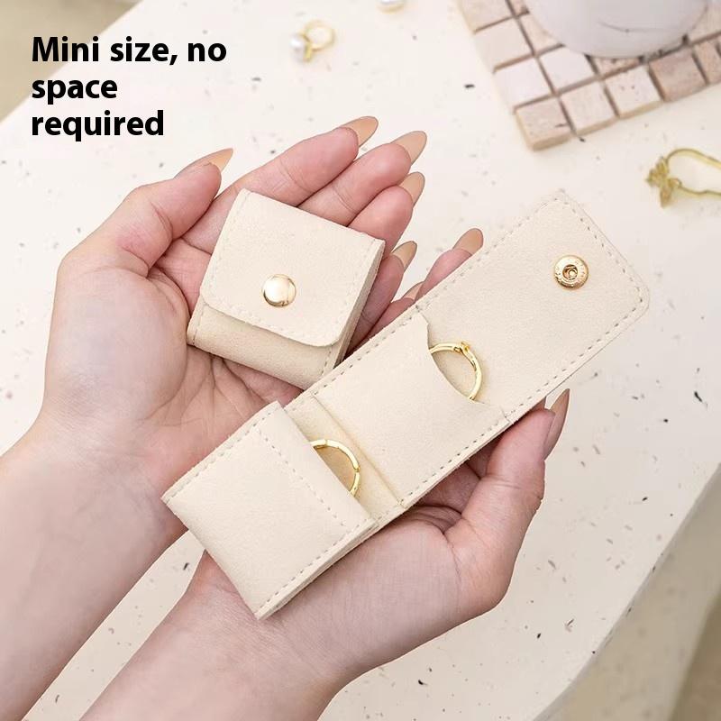 Niedliche kleine Mikrofaser-Taschen mit Druckknopfverschluss Schmuck Faltbare Aufbewahrungstaschen Stecker Ohrringe Ring Anhänger Halskette Organizer Geschenktaschen