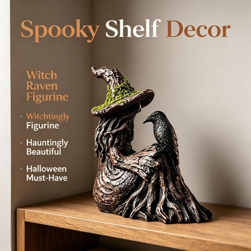 Dark Home Halloween Accent Bird Figure Crafted Display Piece for Shelf Entry Console Hall Table Styling Indoor Home