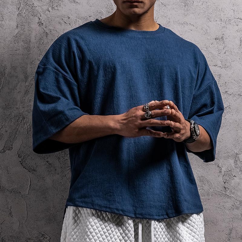 Men Oversize Loose Summer Fitness Short Sleeve T-shirt Sports Casual Tops