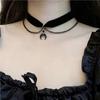 Black Crescent-shaped Necklace Gothic Choker Necklace Vintage Punk Chain Goth Collar Women Double-layer Design Sense Necklace