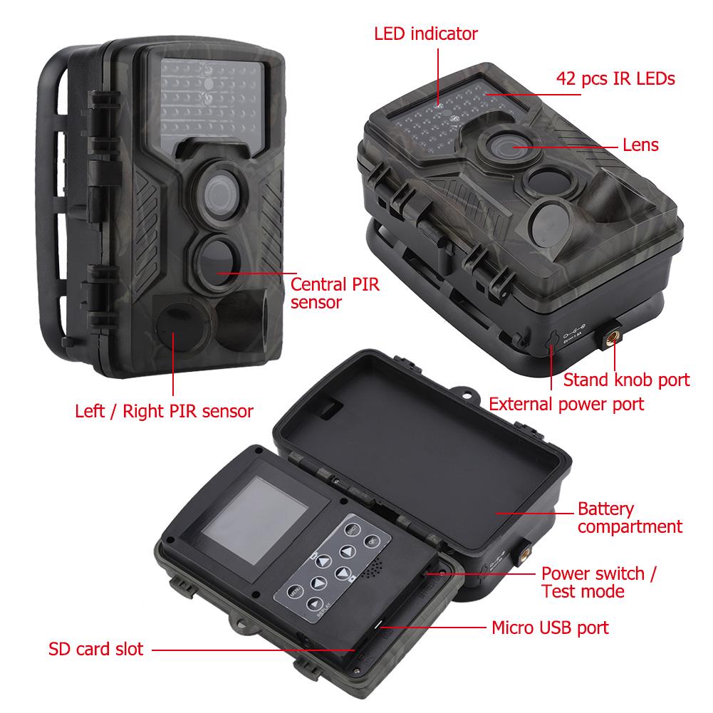 Wodoodporna kamera szlakowa IR 1080P 12MP HD Wildlife Game Hunting Cam z 42 diodami LED IR 850NM