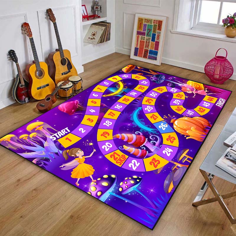 Game Snakes and Ladders Pattern Floor Rug Carpets Living Room Bedroom Bedside Bathroom Floor Mat Area Rug Kids Room Play Mat