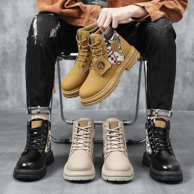Fashion Fashion Shoes for Mens Retro Canvas Working High Top Boots Men's Ankle Boots Outdoor Street Style Platform Boots Botas Masculino