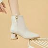 Short Boots - Women's Thick-soled Leather Boots with High Heels, New Style, Side Zipper Shoes