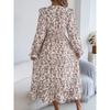 Women's Elegant Floral Cross V-Neck Waist Ruffle Long Dresses