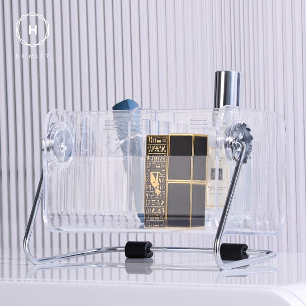 HOMLLY Acrylic Phone Remote Control Grid Organiser Storage Box With 360 Rotating Stand