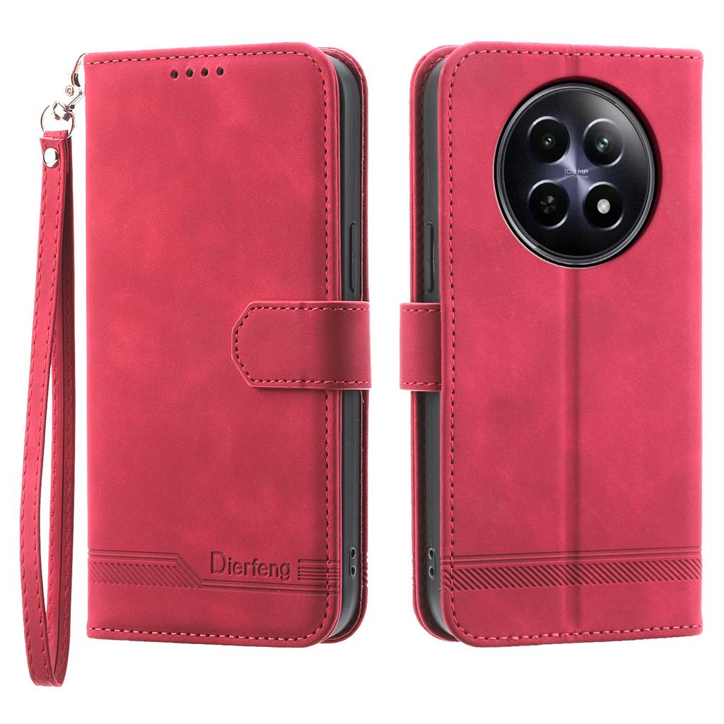 Husă portofel DIERFENG DF-03 pentru Realme 12 5G/12x 5G Carcasă cu slot pentru carduri Linii imprimate