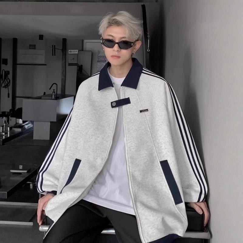 Men's American Patchwork Jacket - Autumn Trendy, Versatile College Style, Handsomely Rebellious Striped Baseball Coat