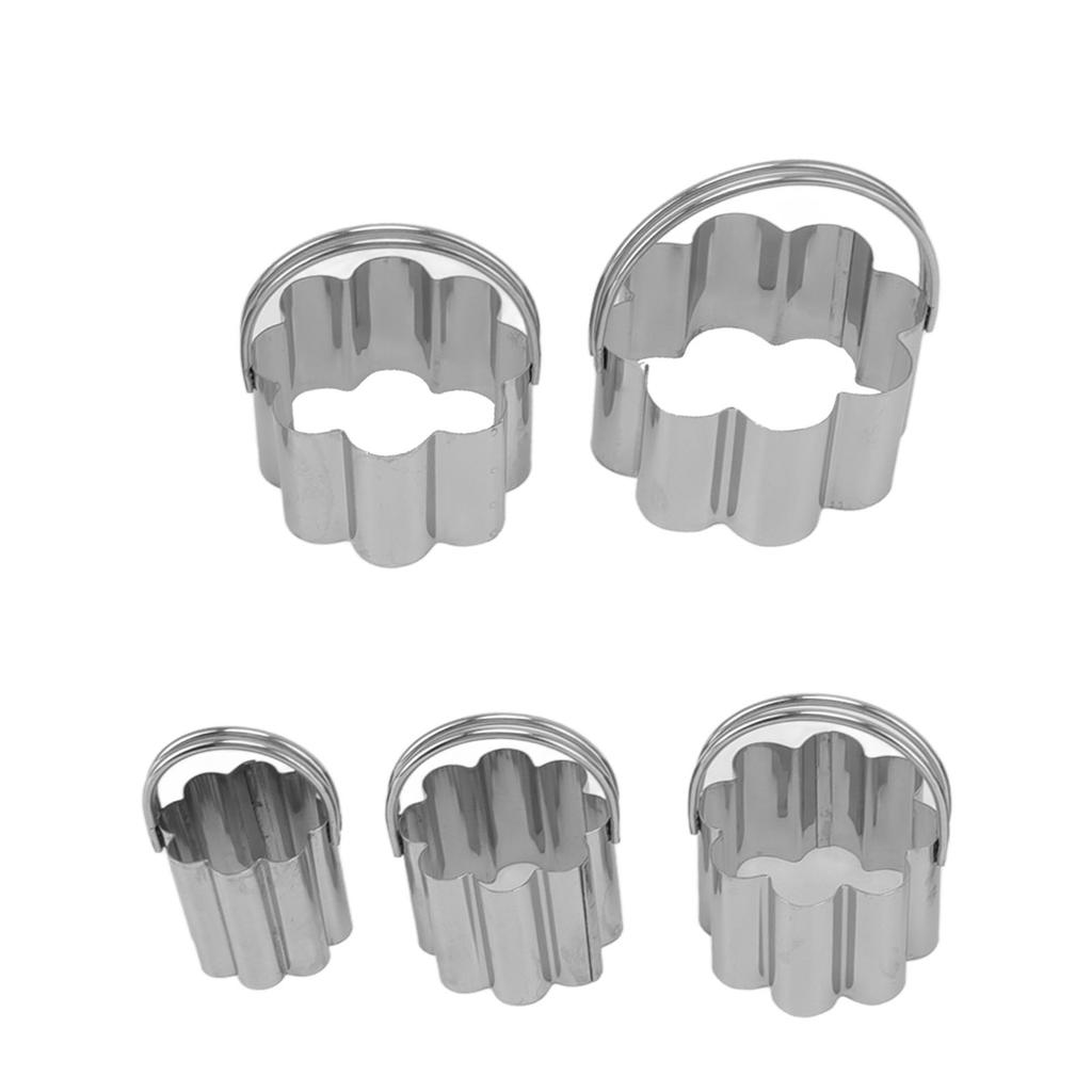 5 Pcs Cookie Cutters Set with Handle Stainless Steel Biscuit Mould for Baking Cooking Alentine Day Flower