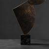 Metal Sculpture with Marble Base Sculptural Statue Statement for Study