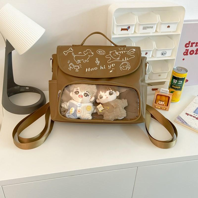 Милый рюкзак женский ученица средней школы японский прозрачный сумка для pain большой объем еды сумка-мессенджер двумерный маленький рюкзак модный коричневый