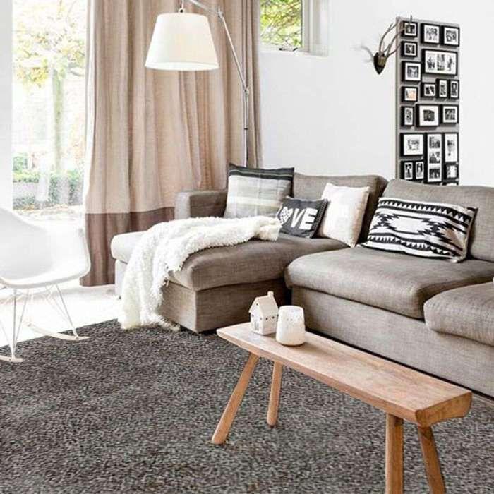 Tapis salon à poils longs brillant gris clair 133x190