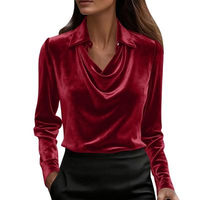 Women's Color Gold Velvet Fashionable Long Sleeved T,shirt Pullover Shirt Top