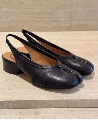 Fashion Spring Summer Fashion Soft Leather Split Toe Women Pumps Casual Comfortable 3.5cm Low Heeled Slingbacks Tabi Ballet Shoes