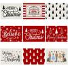 Christmas Print Cotton Linen Placemat – Heat Insulating, Waterproof Fabric for Kitchen Table Decor