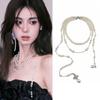 Fashion Jewelry Pearl Sweater Chain Asymmetric Pearl Choker Multi-Layer Necklace  French Style