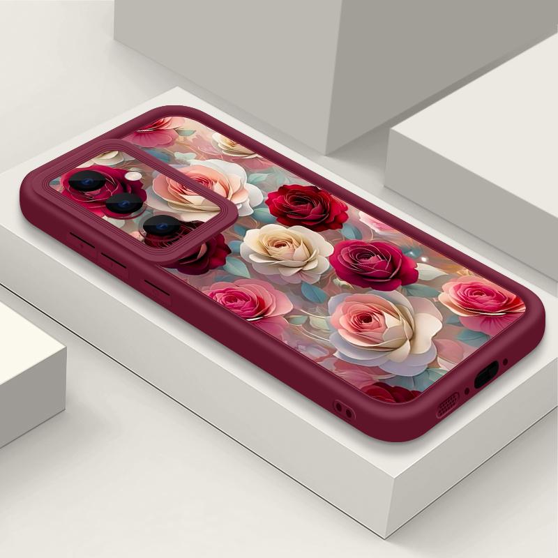 Oil Painting Rose Flowers Pattern Case For Samsung Galaxy S26 Ultra S25 Edge S24 Plus S23 S22 S21 FE A15 A35 A55 A16 A26 A36 A56 A17 A37 A57 5G Cover
