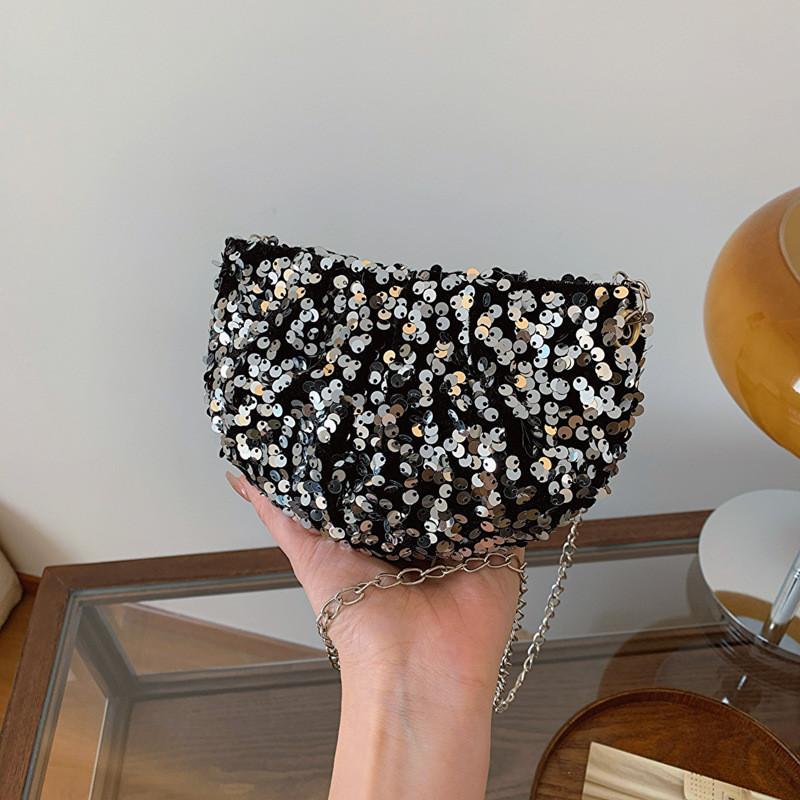 Chic Glitter Single Shoulder Bag 2024 New Summer Texture Chain Crossbody Bag Street Style Shoulder Bag
