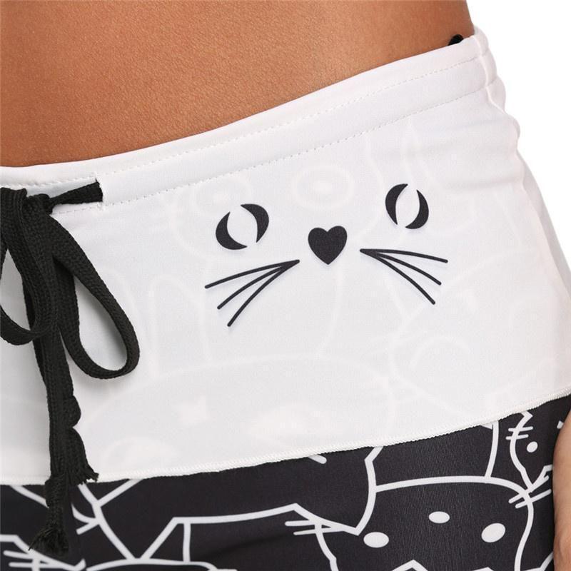 Pantaloni Casual Larghi da Donna alla Moda con Stampa di Gatti Cartoni Animati, Pantaloni Leggeri Estivi