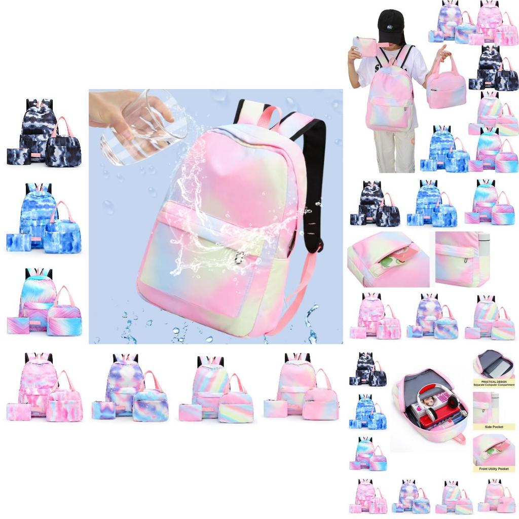 Stylish And Durable Nylon Backpack Set 3 Piece School Bag Lunch Bag And Pencil Case Unisex Design