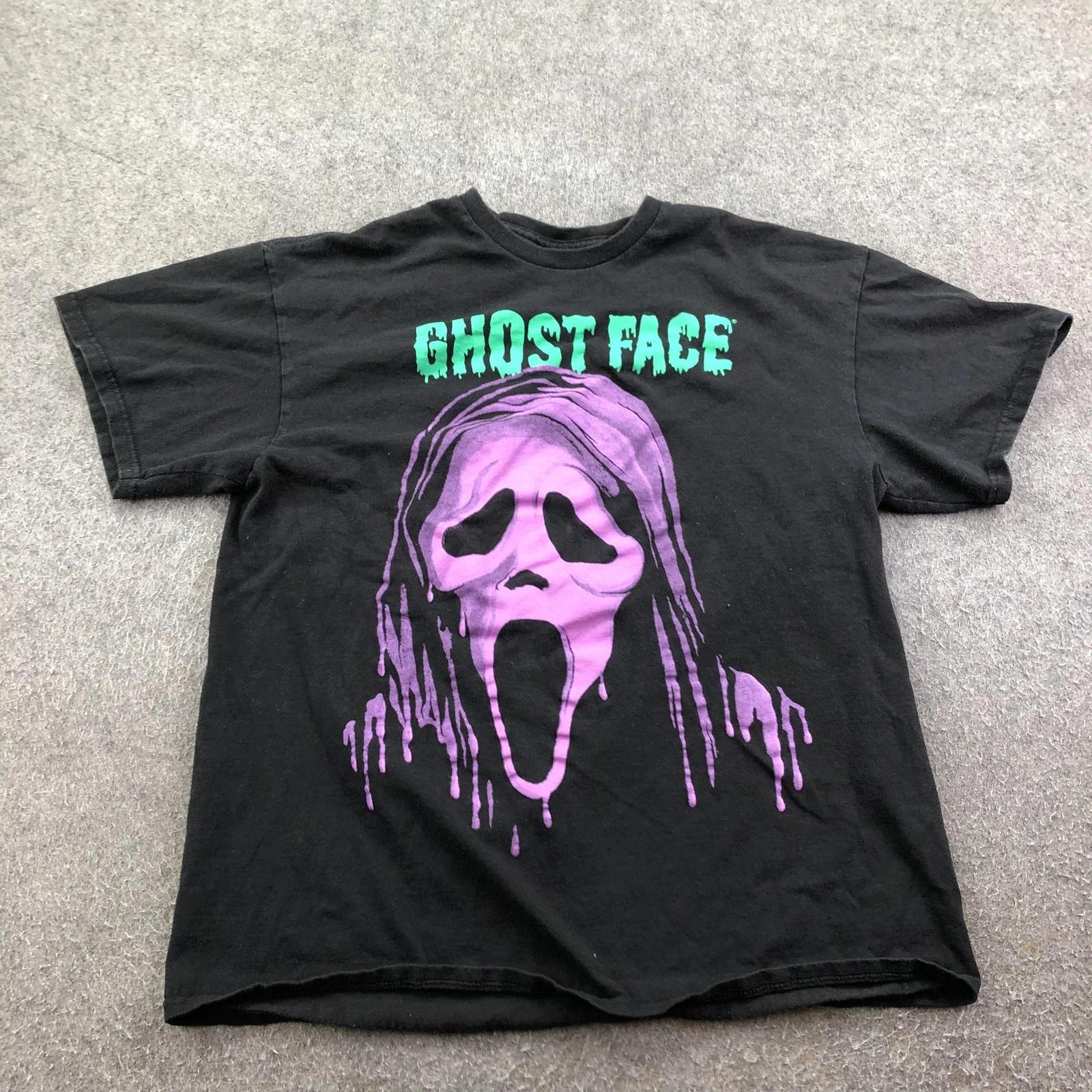 Ghost Face Shirt Mens XL Black Purple Mask Graphic Tee Halloween Horror Scream L
