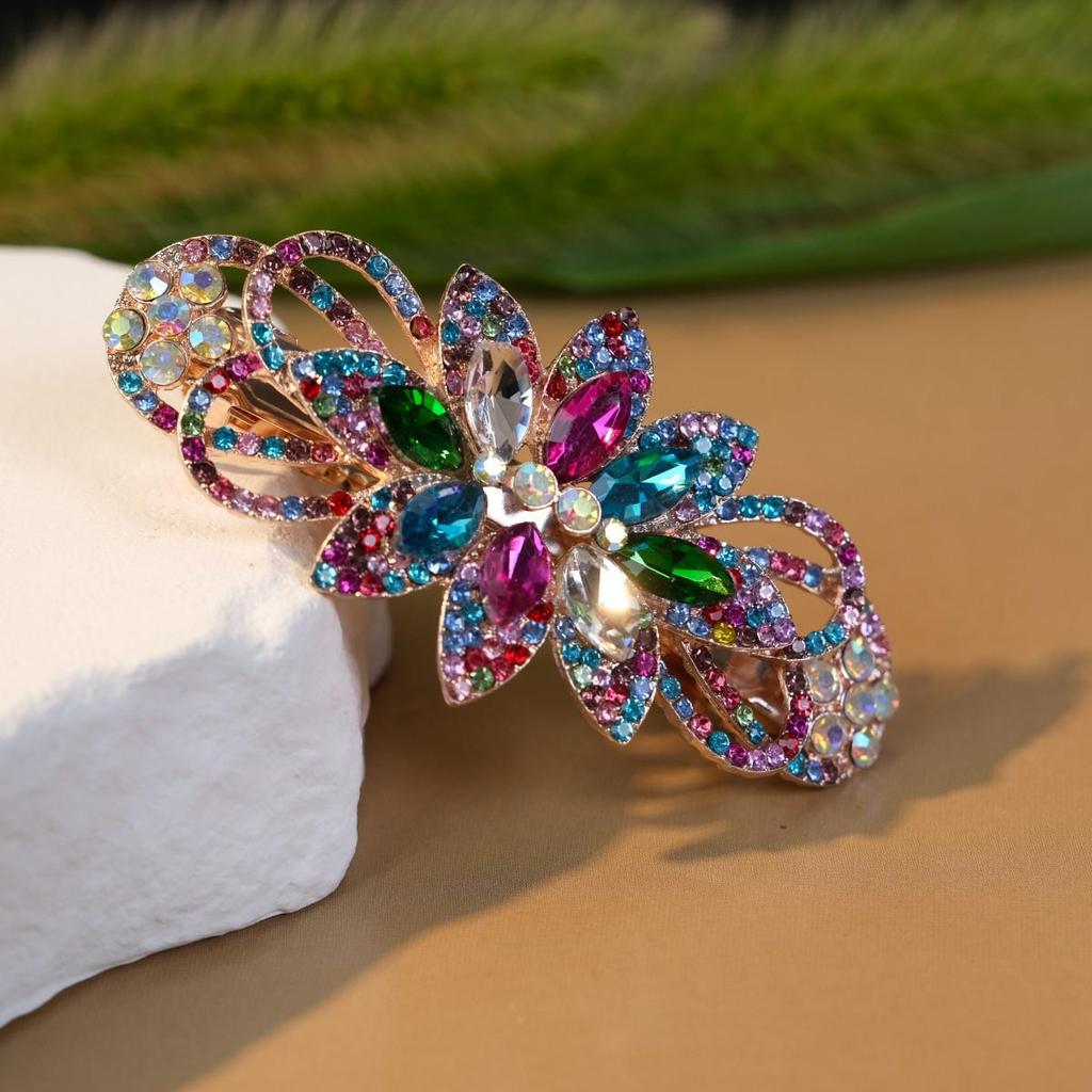Pince à cheveux élégante fleur en strass: Accessoire de luxe de printemps pour femmes