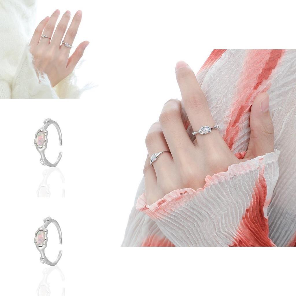 Adjustable Sleek Opal Ring For Women Unique Copper Jewelry Geometric Design Fashionable 2023