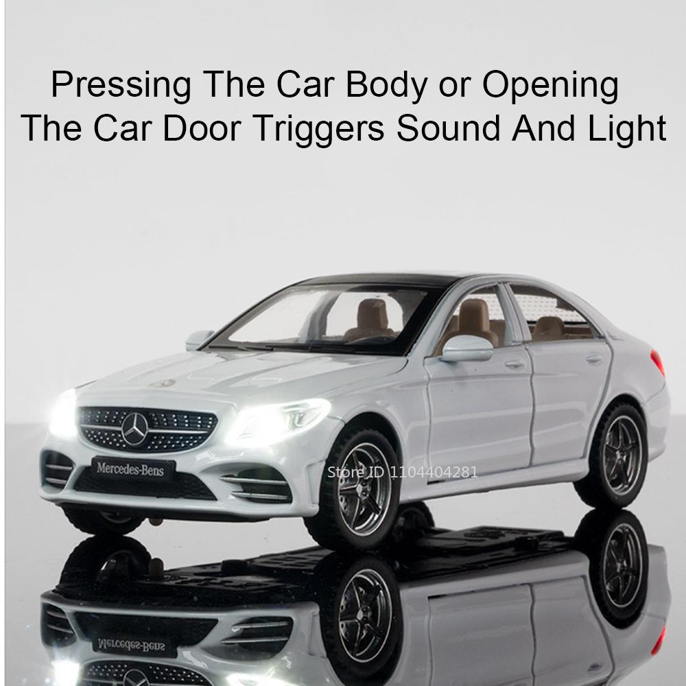 1:32 C260l E300l Alloy Diecast Model Toy Car 6 Doors Opened Sound Light Pull Back Rubber Tires Miniature Vehice For Kids Present