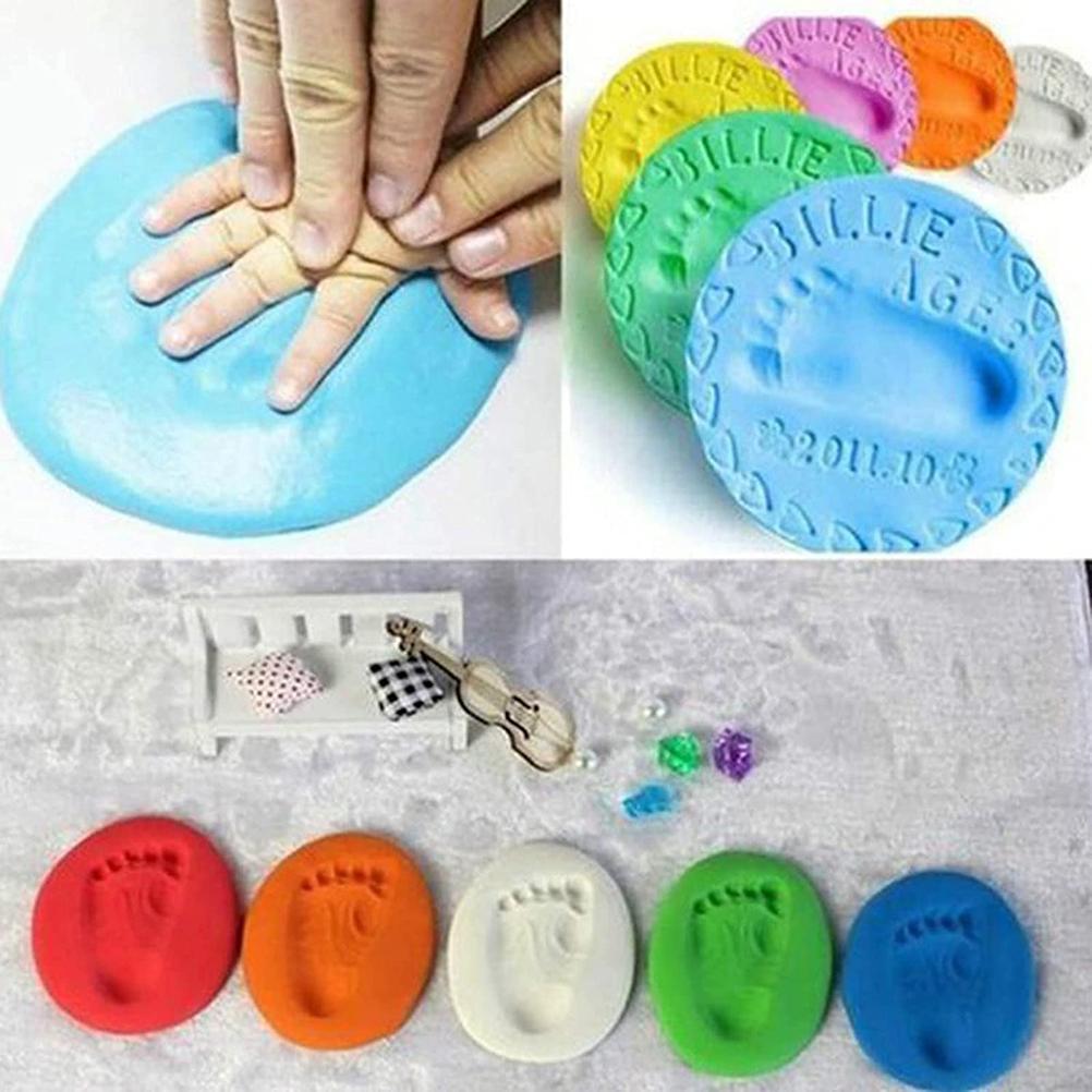 DIY Babypflege Hand Fuß Tintenpad Handabdruck Fußabdruck Fingerabdruck 7 Farben Weich Ton Flauschiger Schaum Zubehör Antistress Kinderspielzeug für Kinder