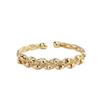 14K Gold Plated Engraved Pattern Bangle with Laser Bead - Handmade Wire Wrapped Bracelet Accessory.
