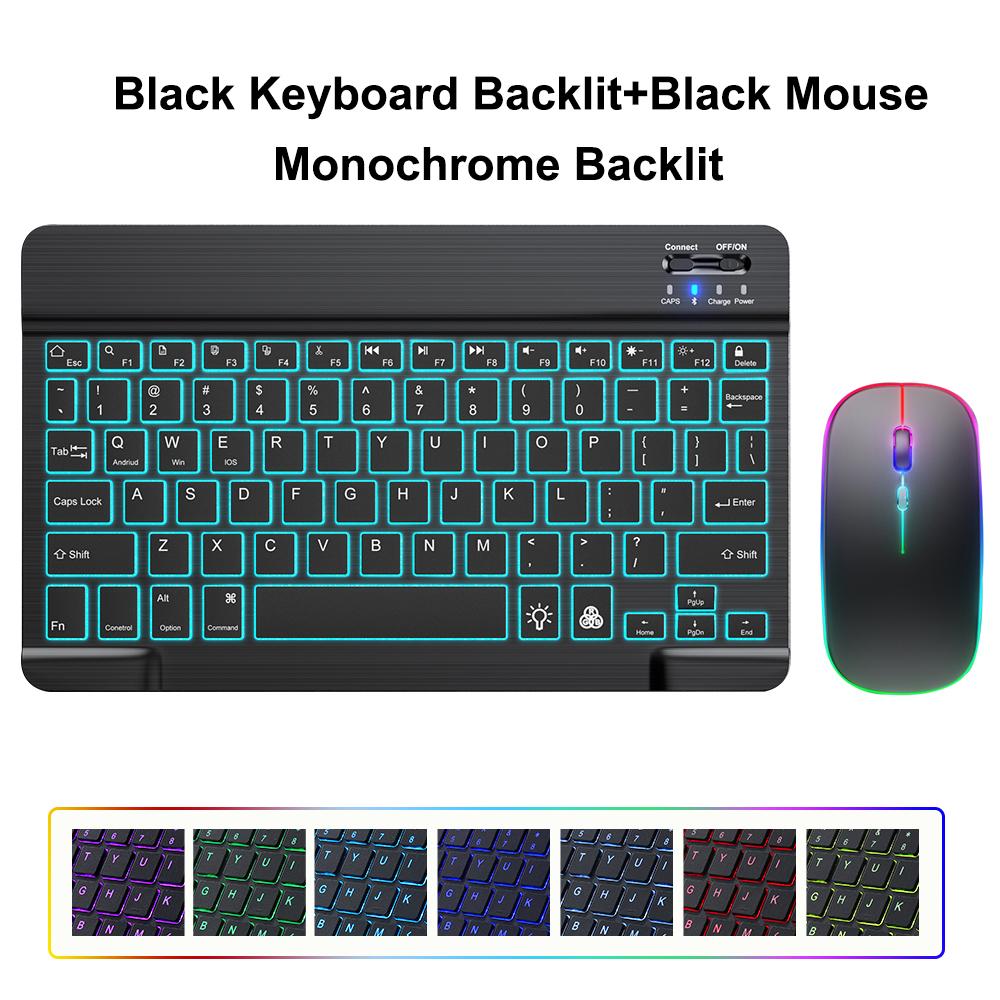 10 inç Arka Aydınlatmalı Bluetooth Klavye Fare IOS Android Windows İçin, iPad İçin Arka Aydınlatmalı Klavye, Samsung Tablet İçin Kablosuz Teclado