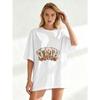 Oversized Black Boho Tee: Playing Cards Cactus Dice Print "All Good Things Are Wild And Free"